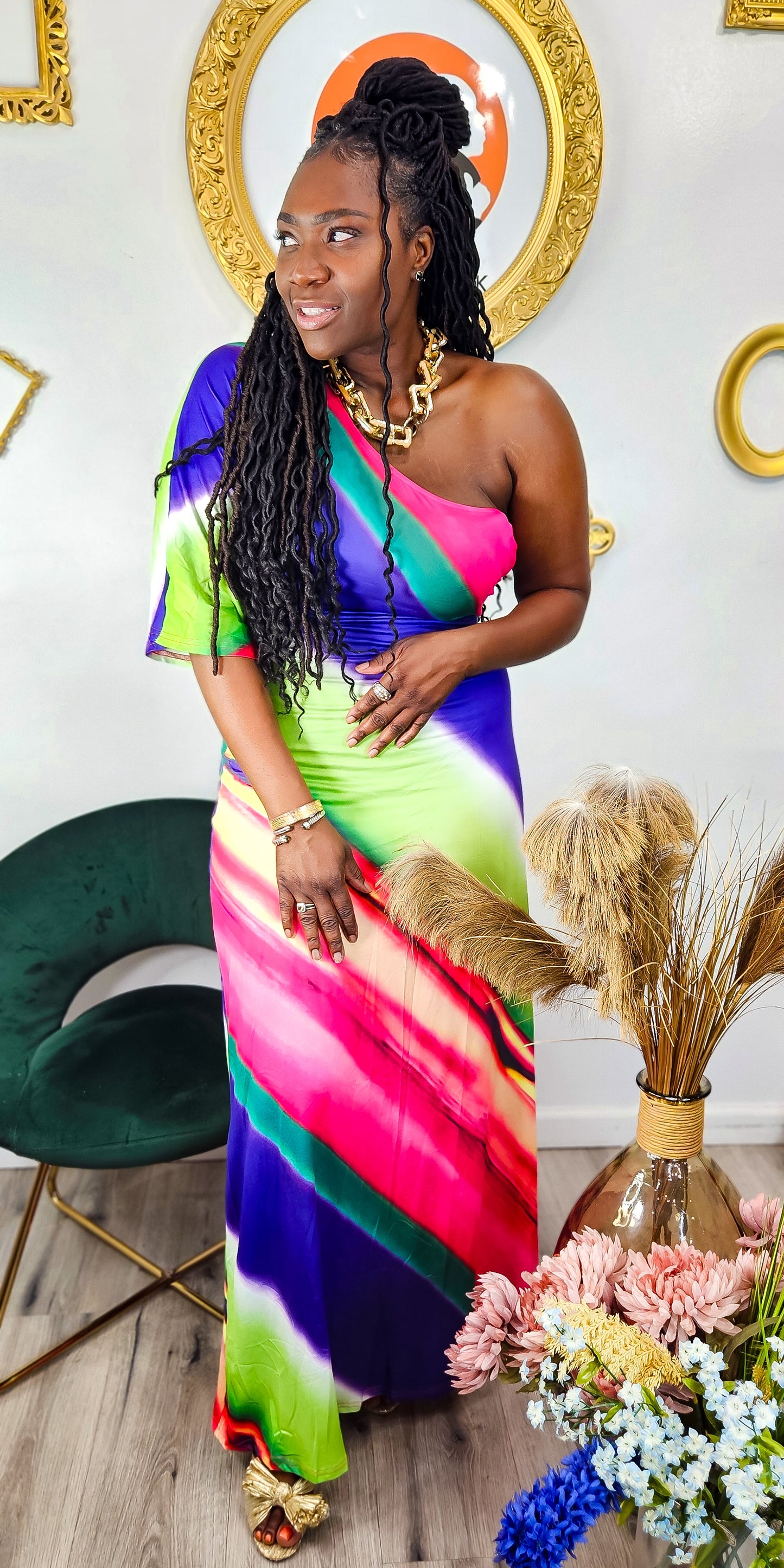Oceanfront One Shoulder Maxi Dress