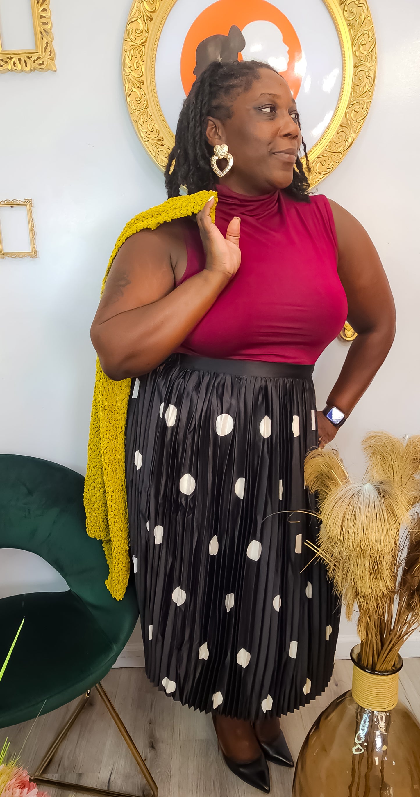 Isabella Polka Dot Pleated Skirt
