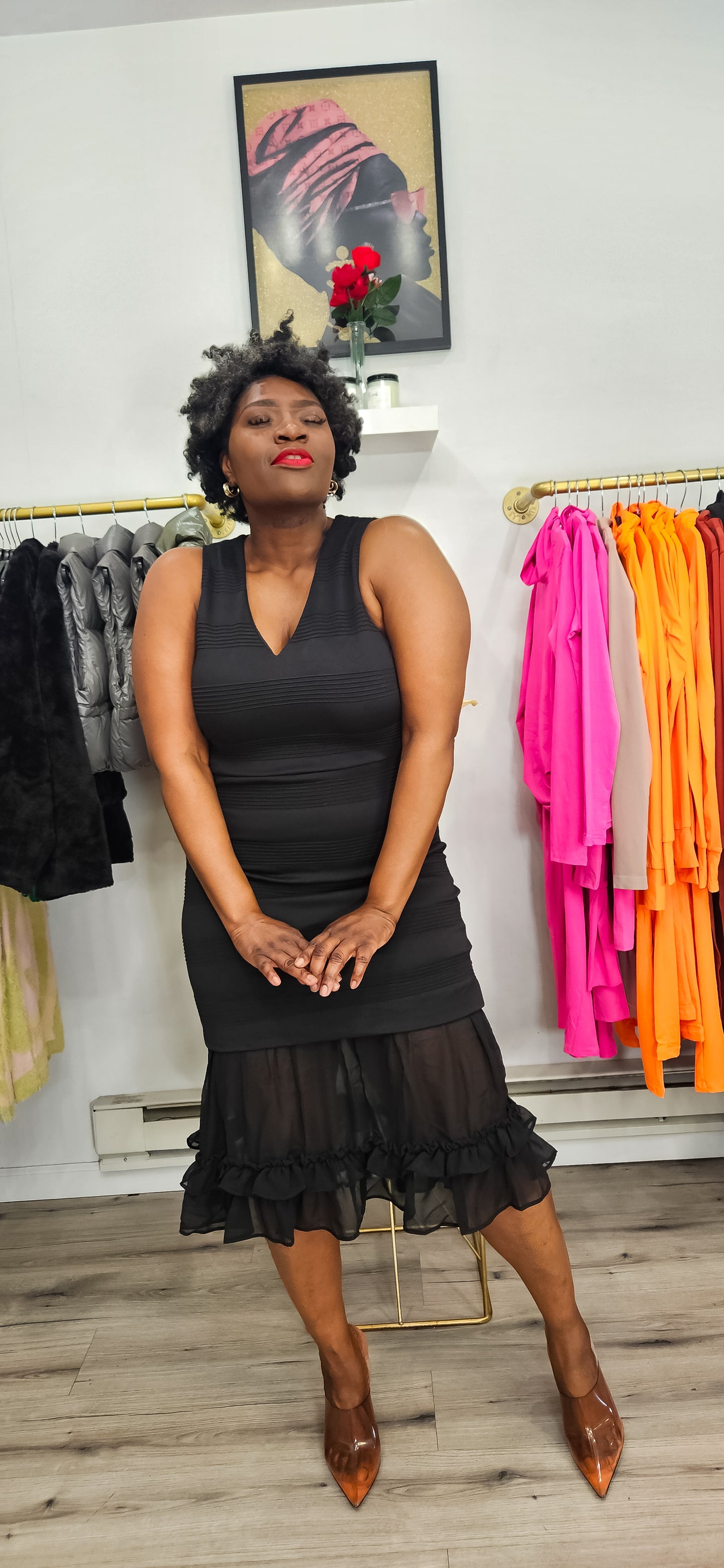Dorothy Sheer V neck Dress