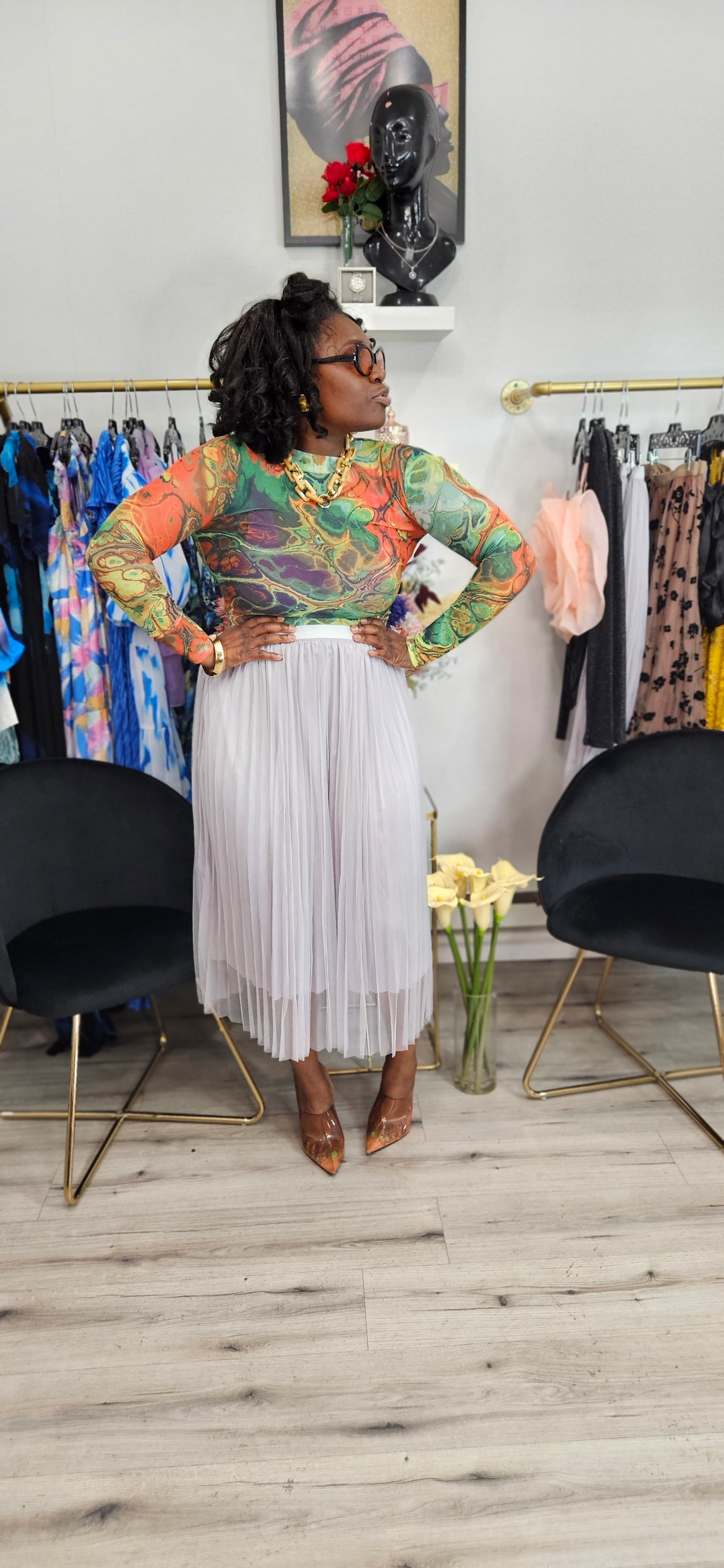 Mental Trip Multi Color Stretch To Fit Mesh Top