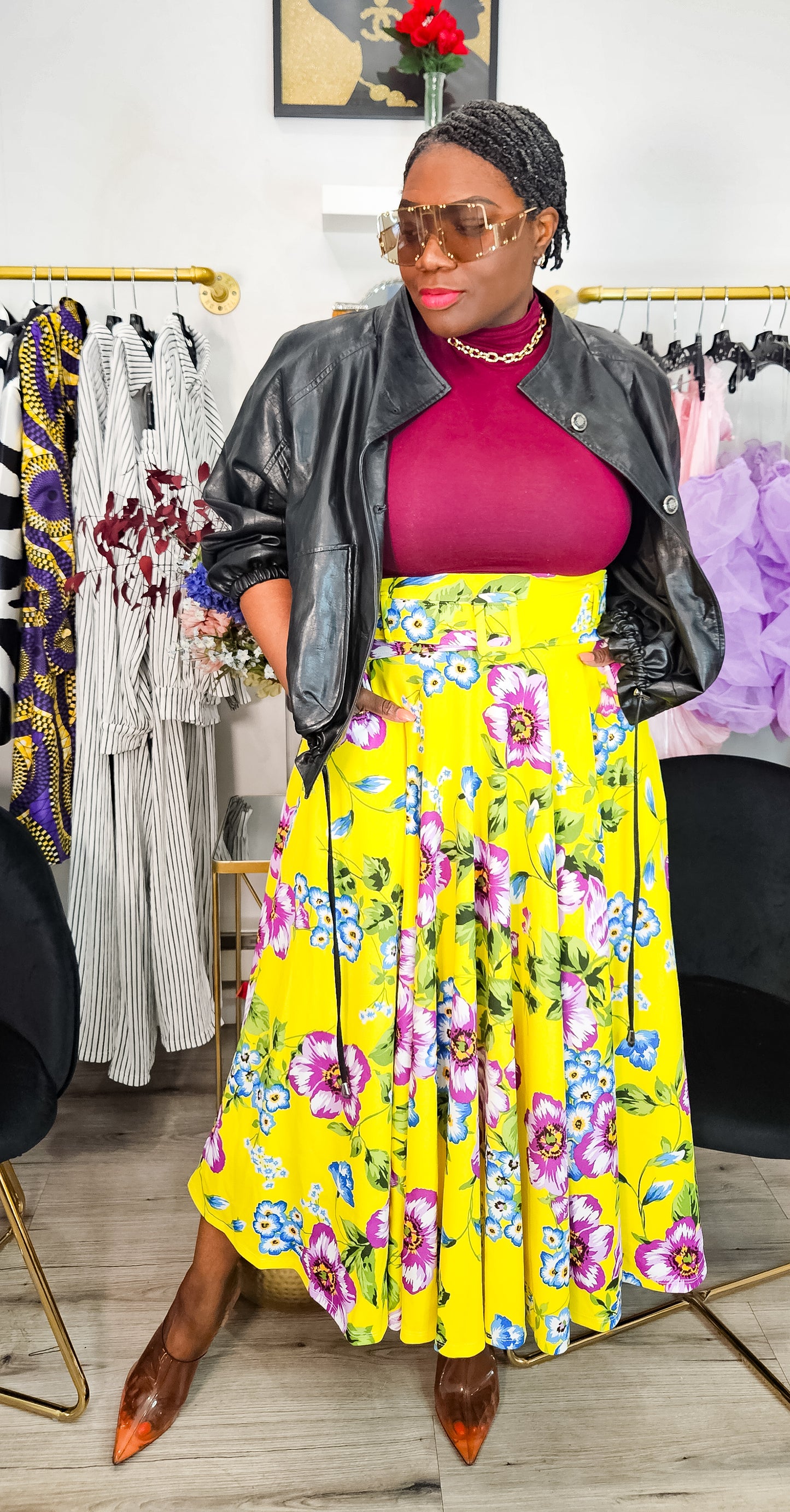 Donna Belted High Waist Maxi Skirt