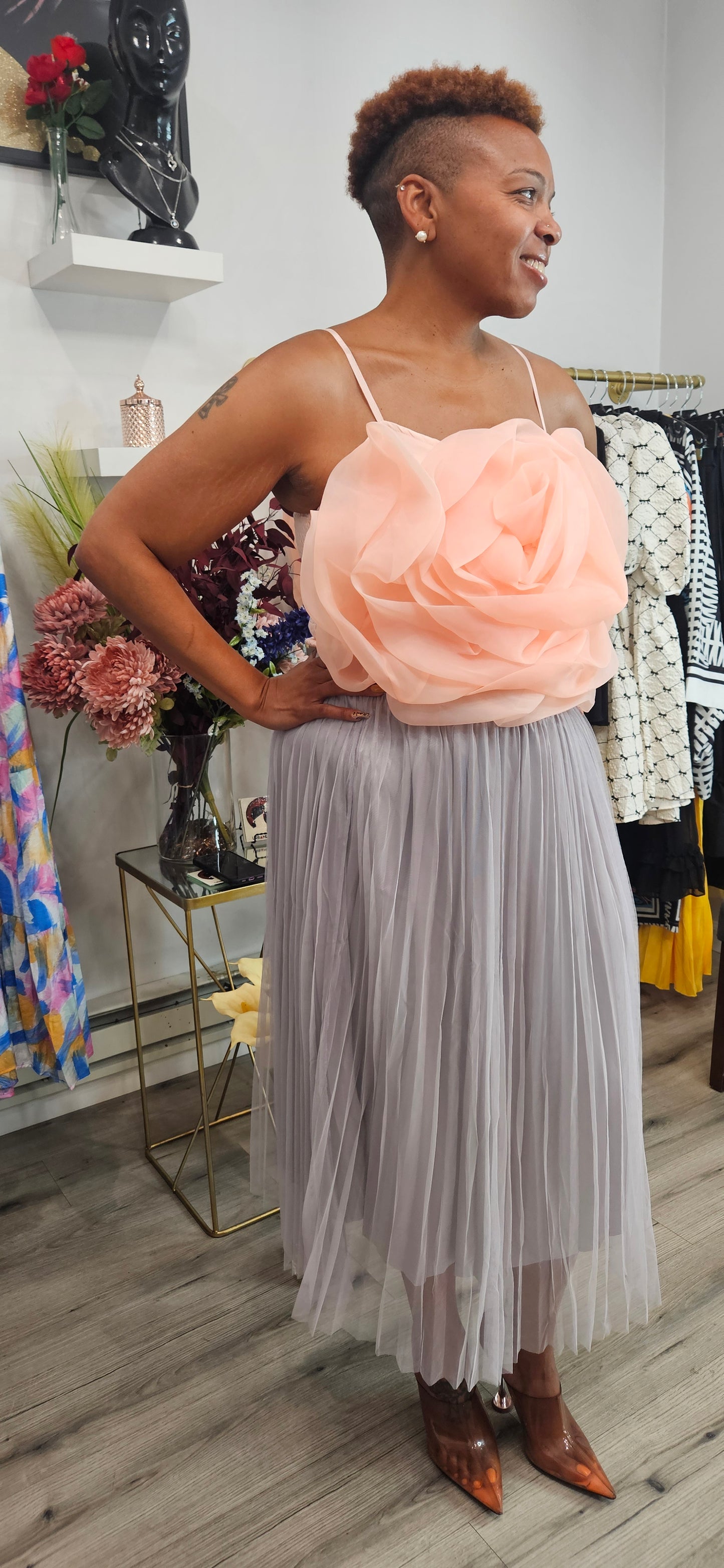 Take a Minute Pleated Midi Skirt Plus