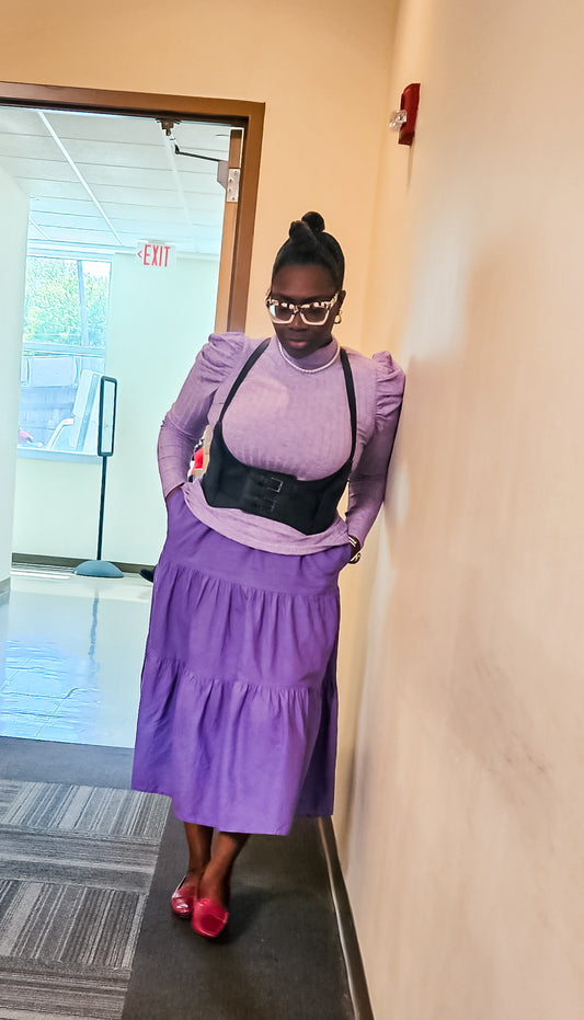 Blossom Ribbed Puff Shoulder TurtleNeck