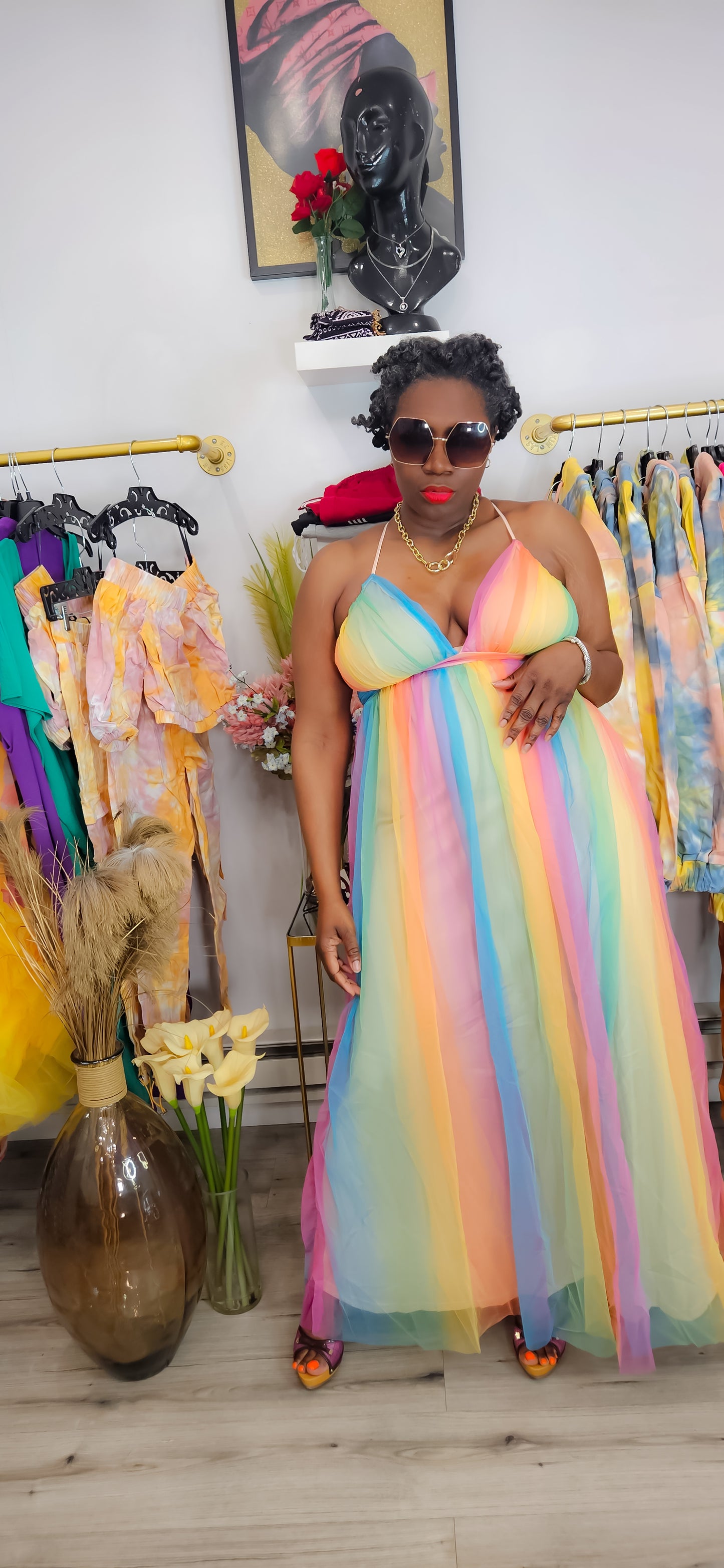 By The Water Multicolored Mesh Maxi Dress
