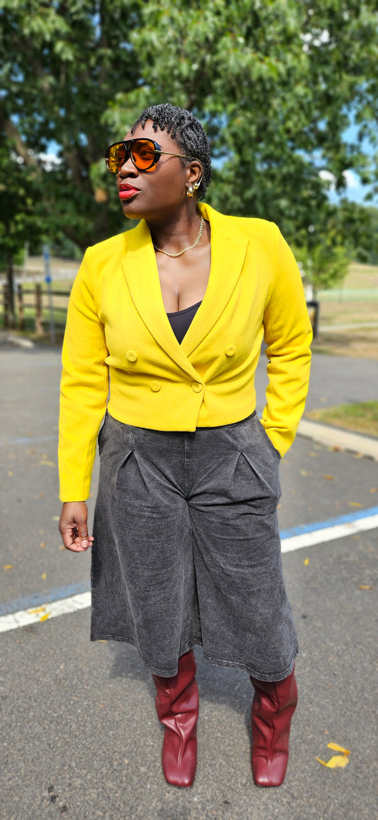 Cup Of Tea Double Breast Crop Blazer