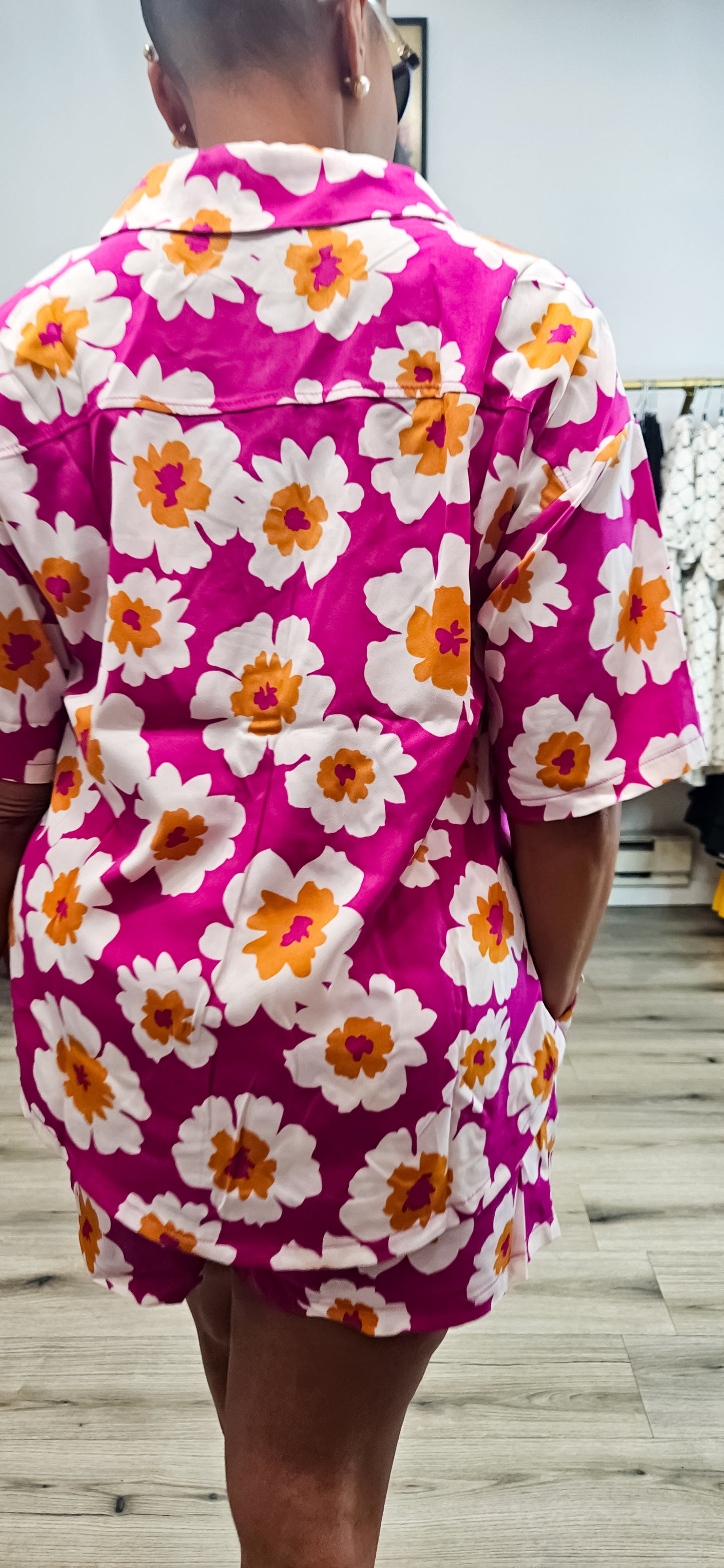 Its Her Plus Floral Button Down Top And Short Set