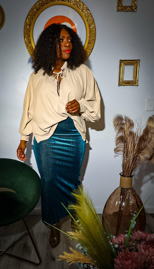 Hidden Gem Top w Balloon  Sleeve