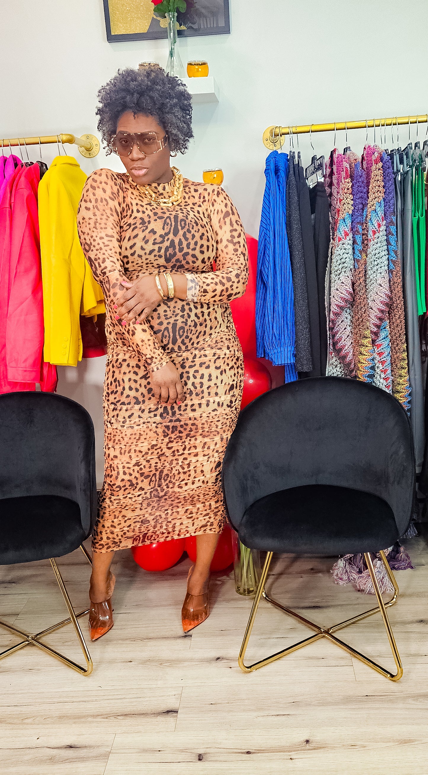 Spotted Over You Mesh Ruched Midi Dress