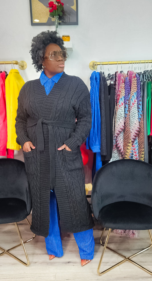 Knotted Perfection Cableknit Cardiagan w Belt