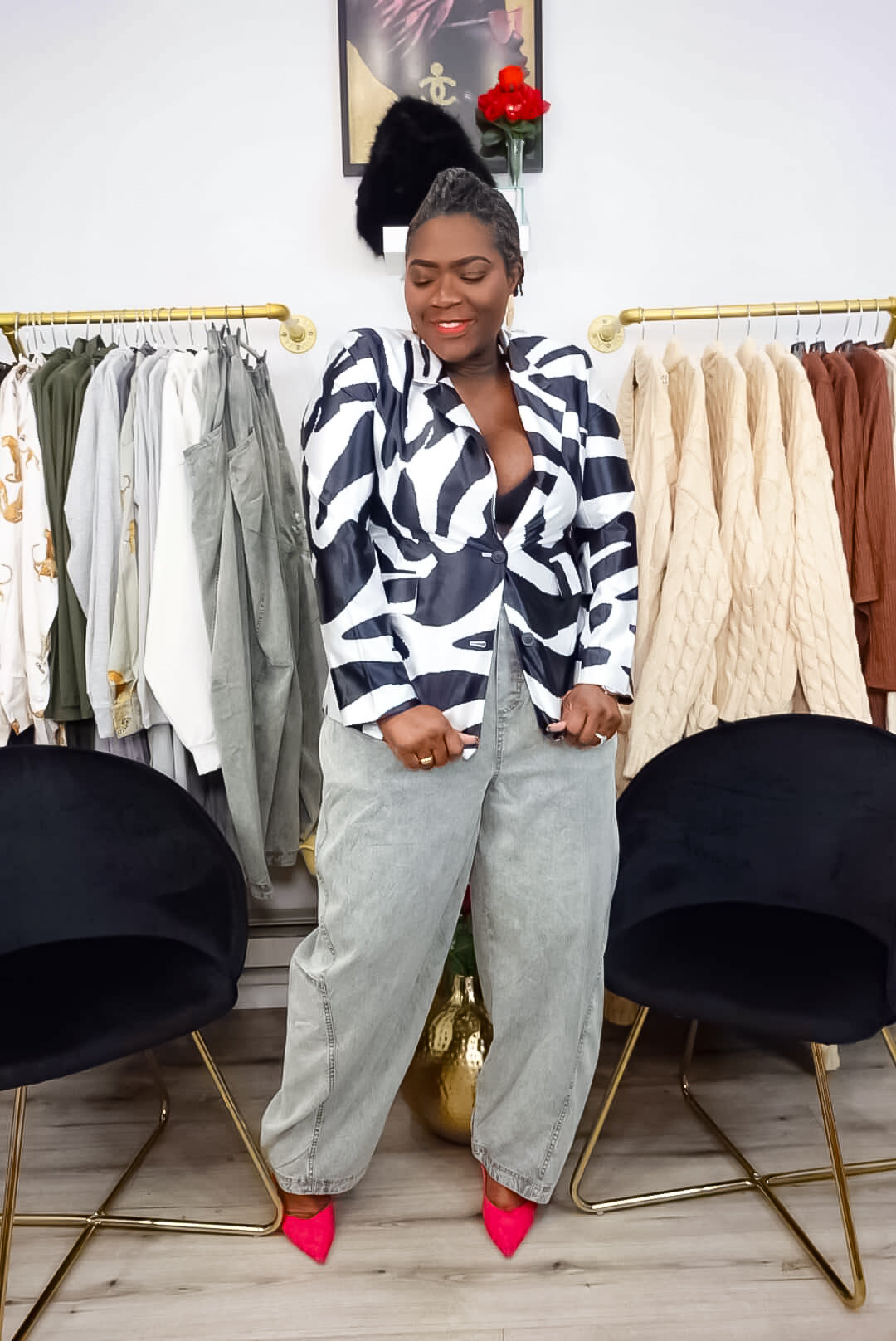 Savannah Zebra Satin Blazer