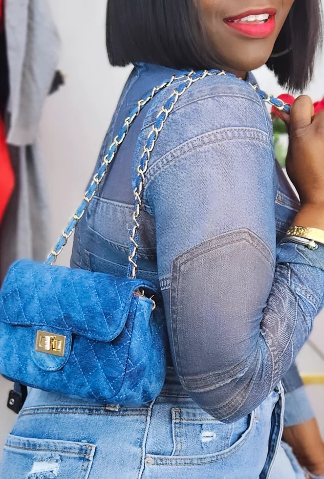 Coming In Hot Quilted Denim Bag
