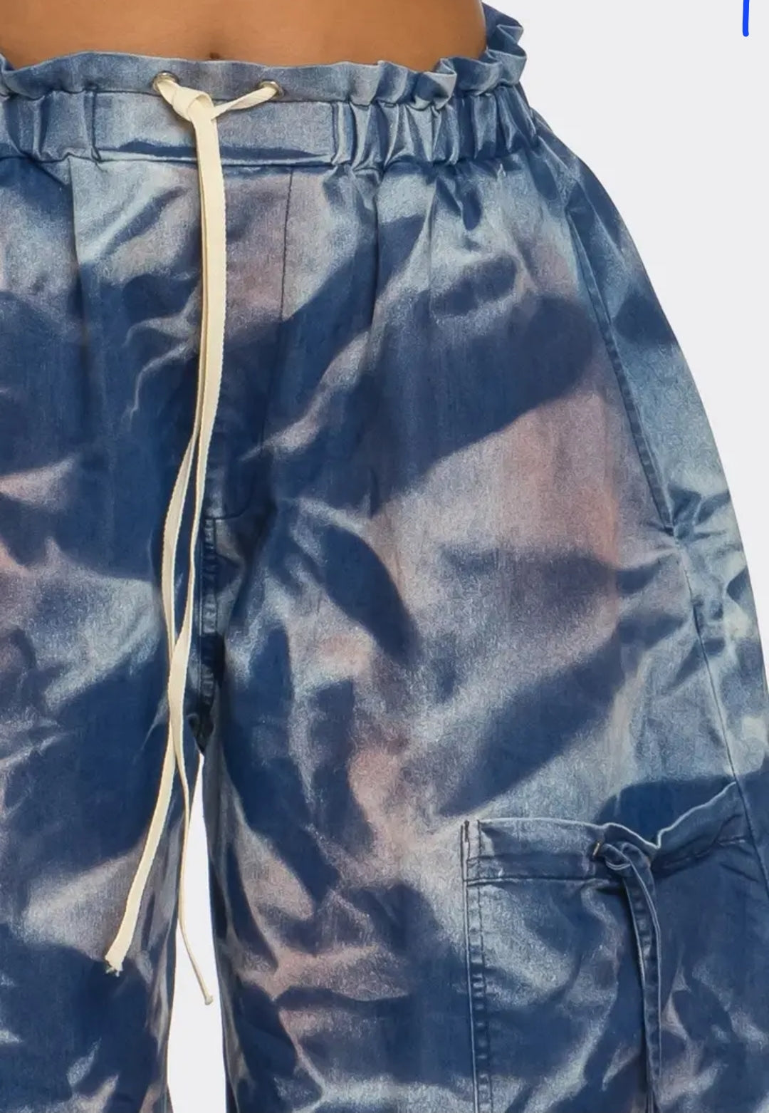 Merlot Kiss Draw String Cargo Denim Pant (PLUS)