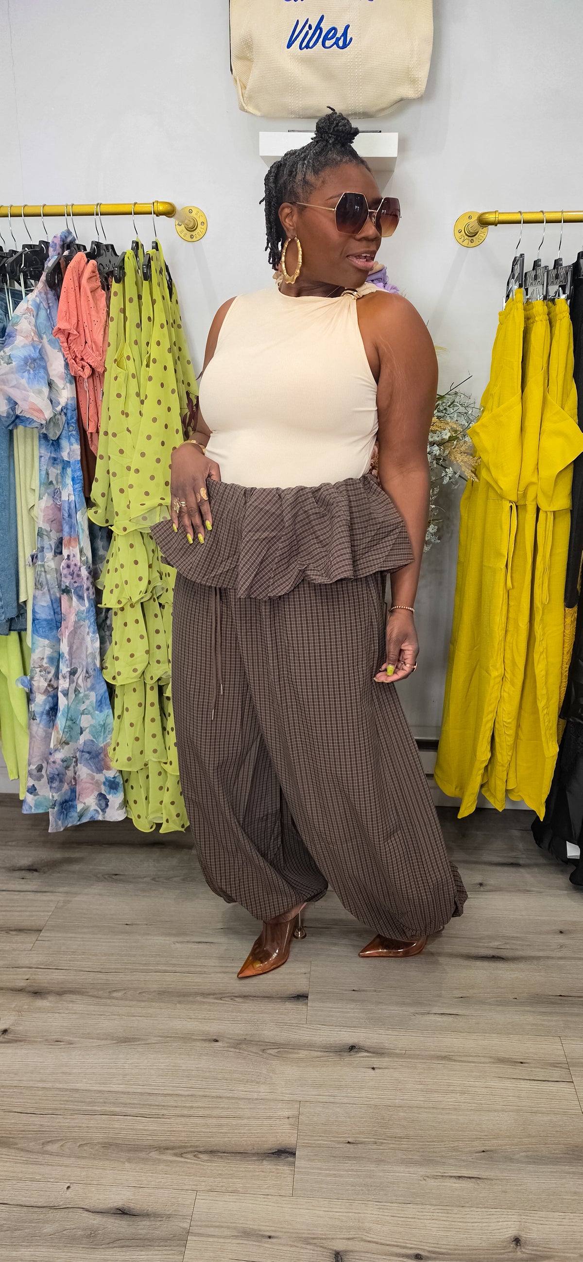Brunch Me Plaid Balloon Pant
