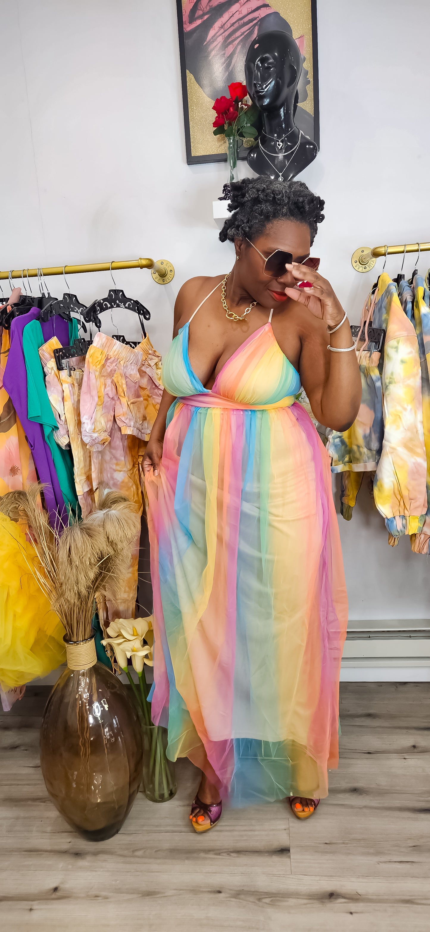 By The Water Multicolored Mesh Maxi Dress