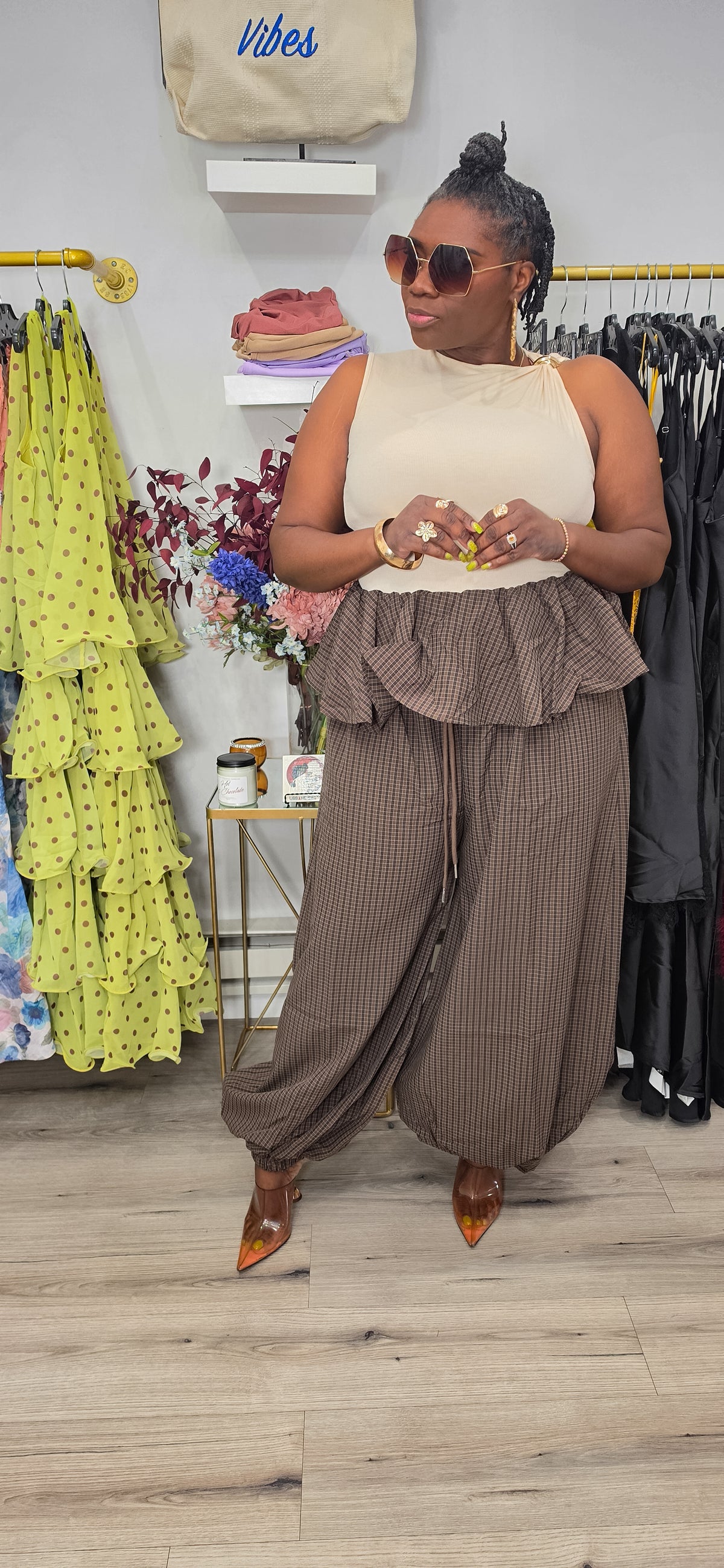 Brunch Me Plaid Balloon Pant