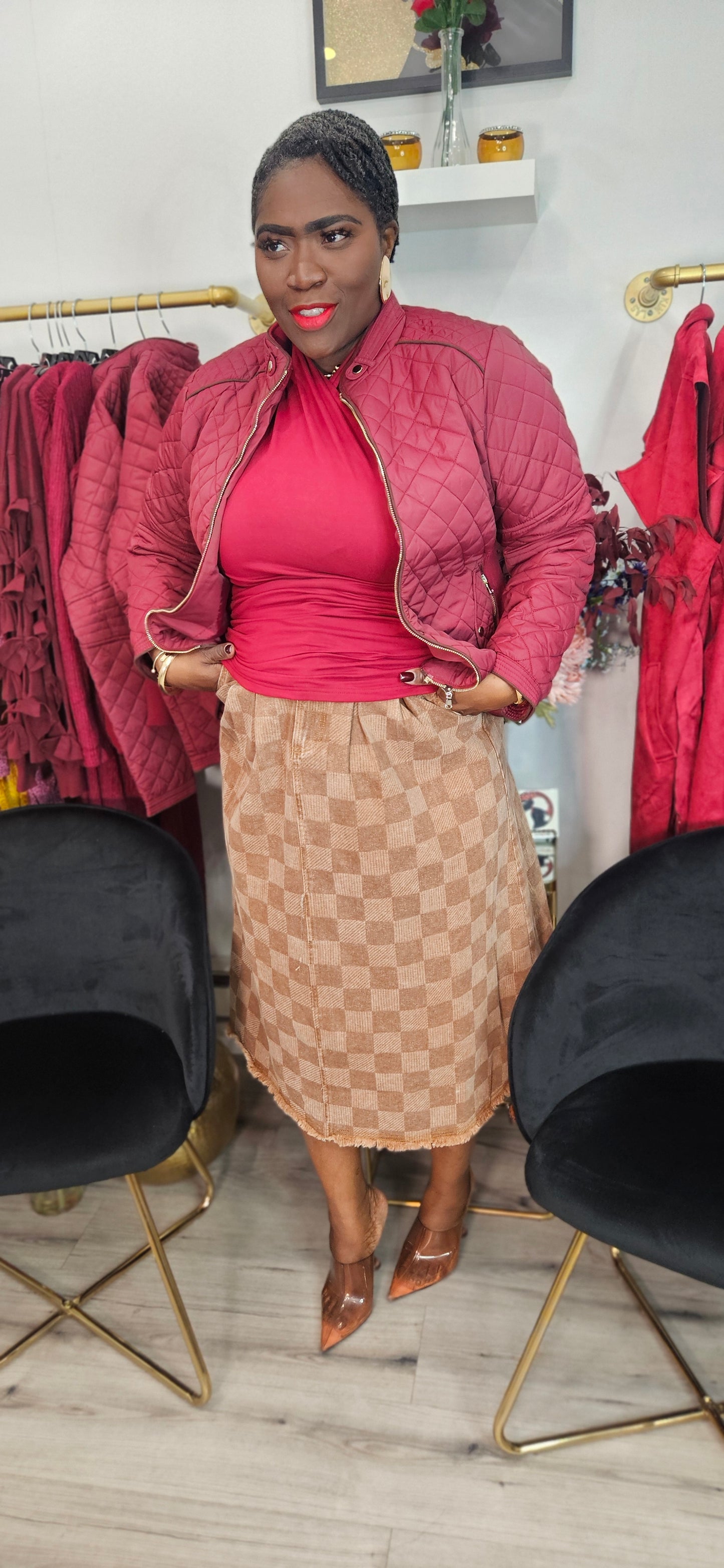 Merlot Rosewood Quilted Padding Jacket