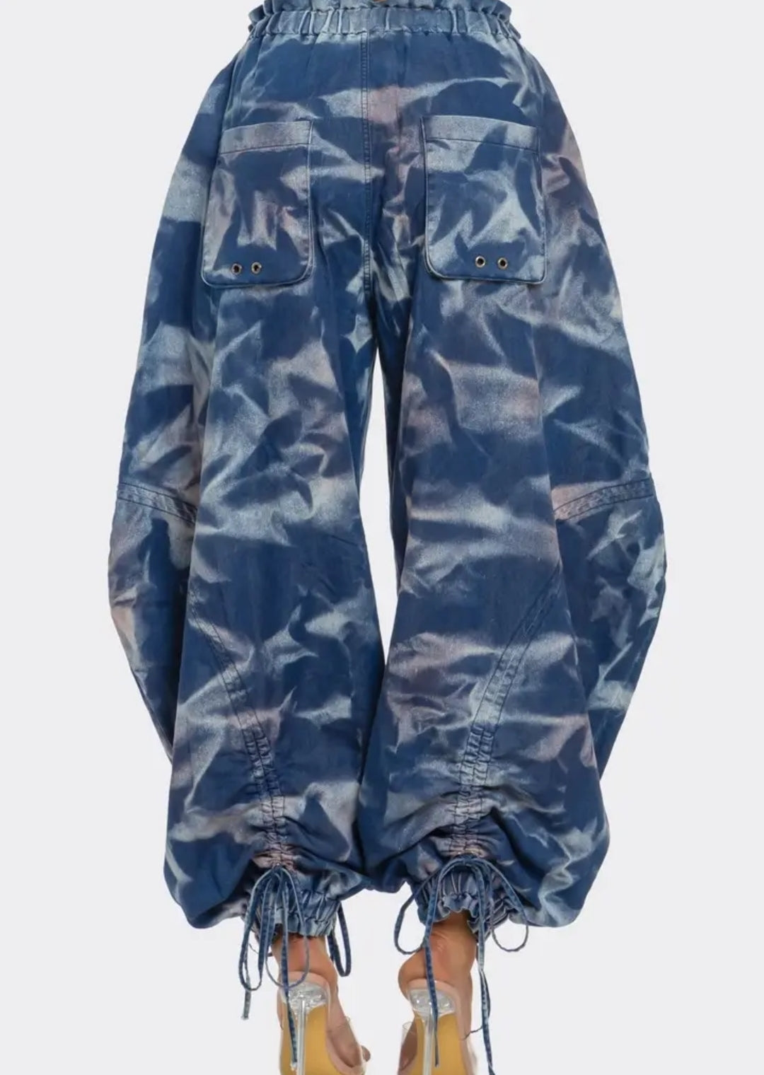 Merlot Kiss Draw String Cargo Denim Pant (PLUS)