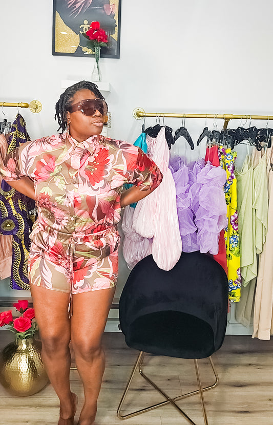 Dominique Floral Shorts Set