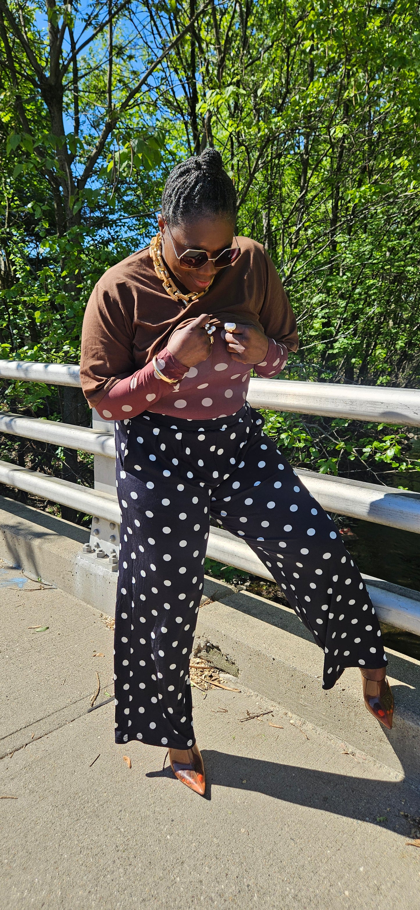 Verona Polka Bodysuit with overlay Tee
