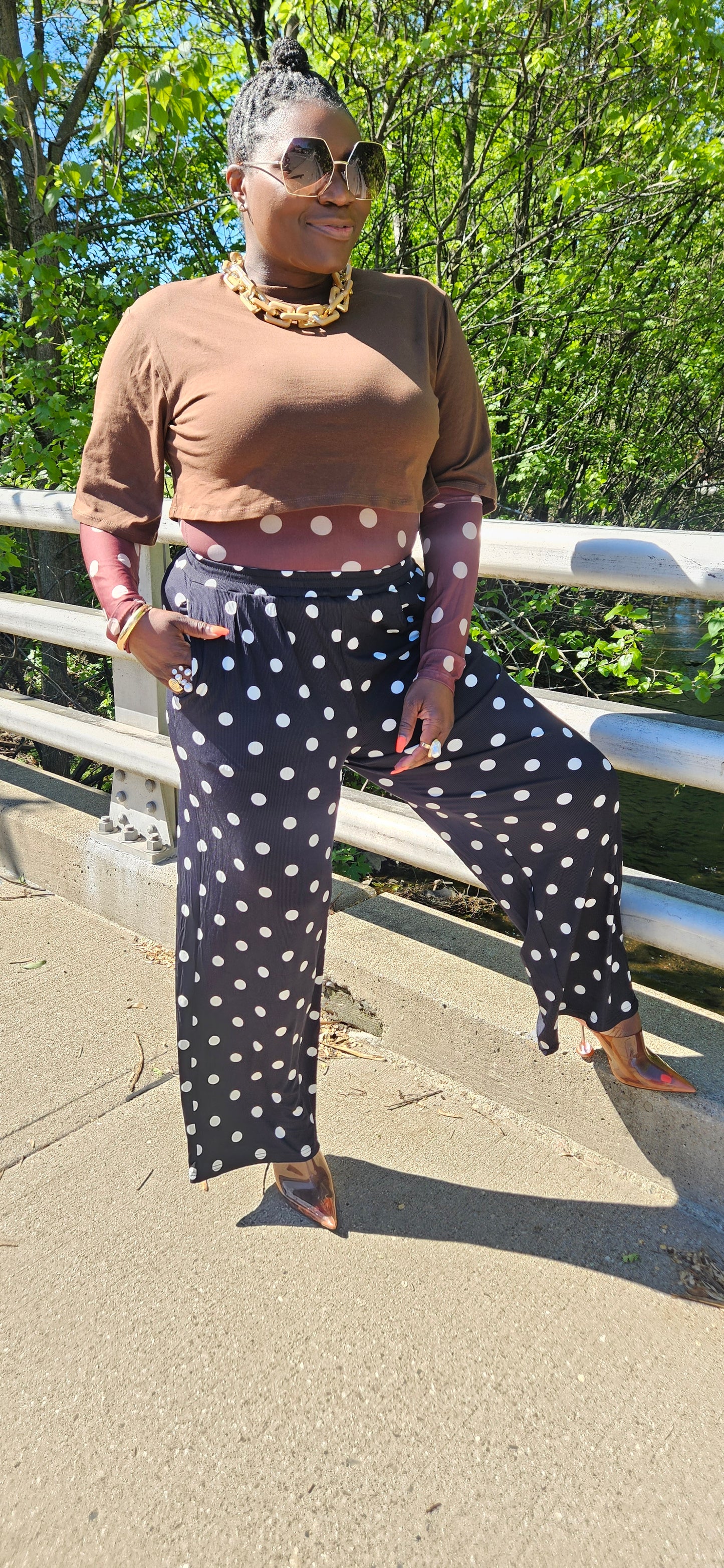 Verona Polka Bodysuit with overlay Tee