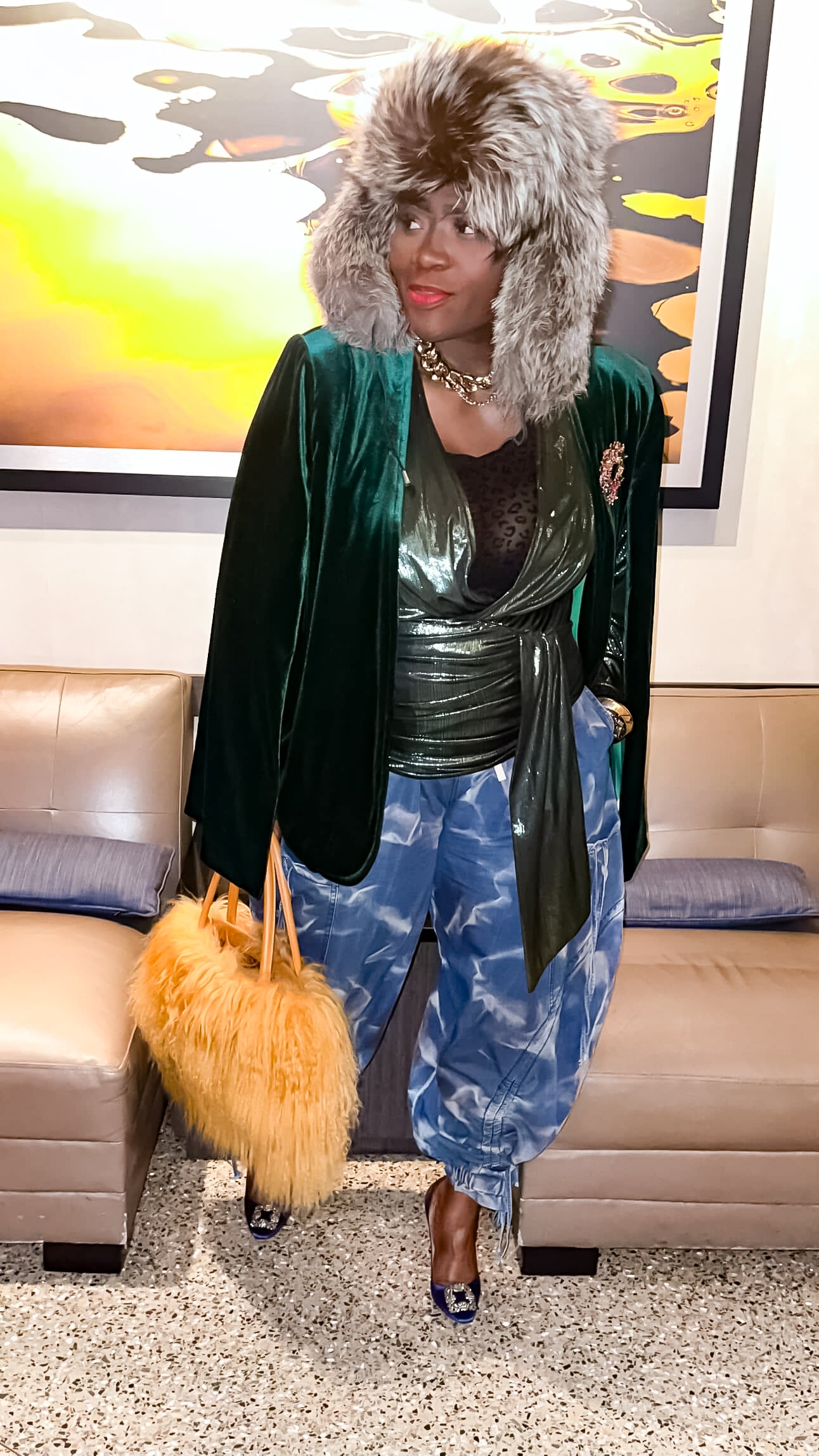 Merlot Kiss Draw String Cargo Denim Pant (PLUS)