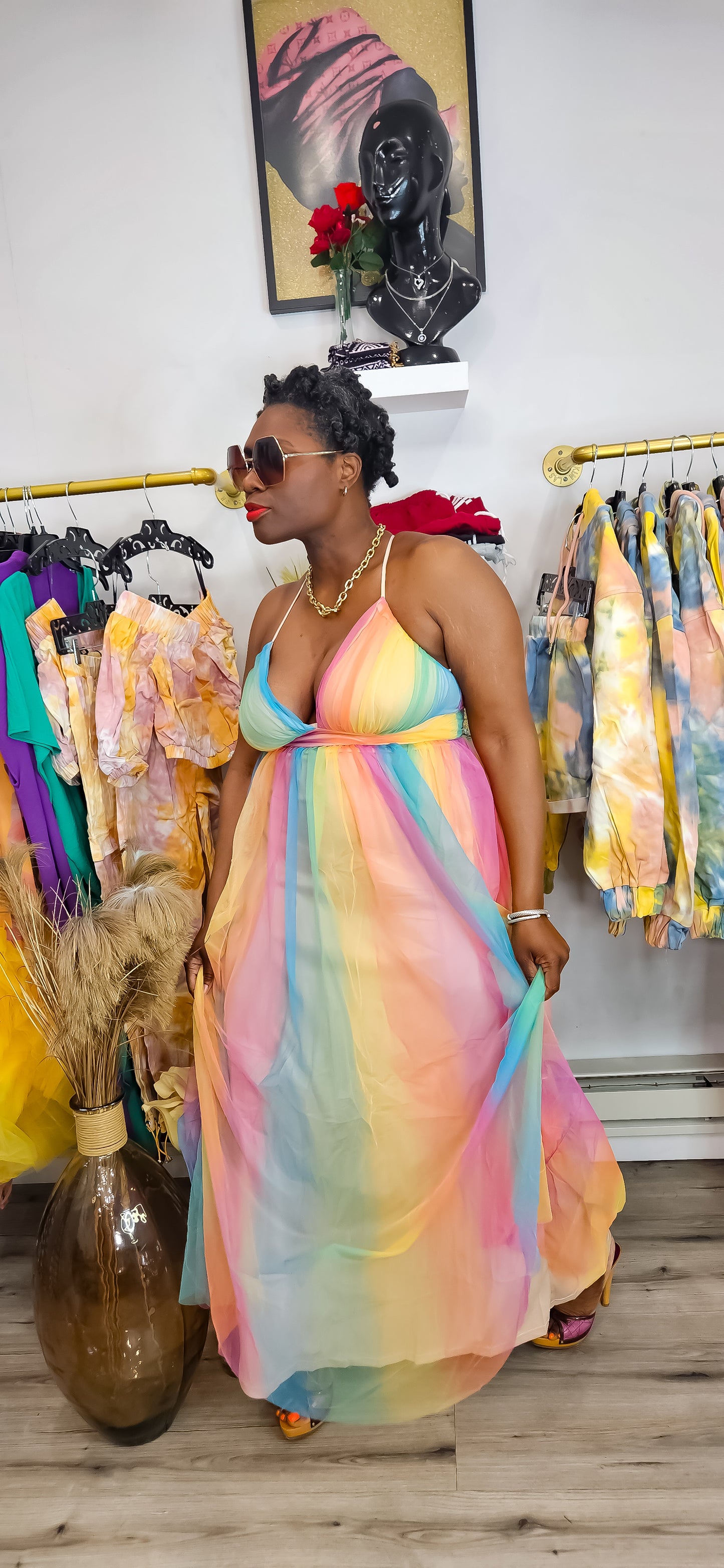 By The Water Multicolored Mesh Maxi Dress