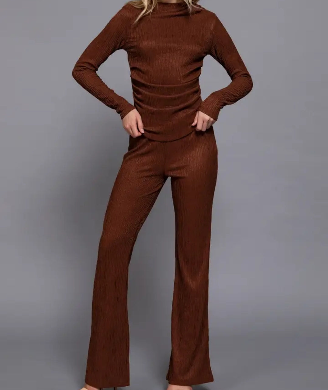 Merlot Seduction Ribbed Pant Set