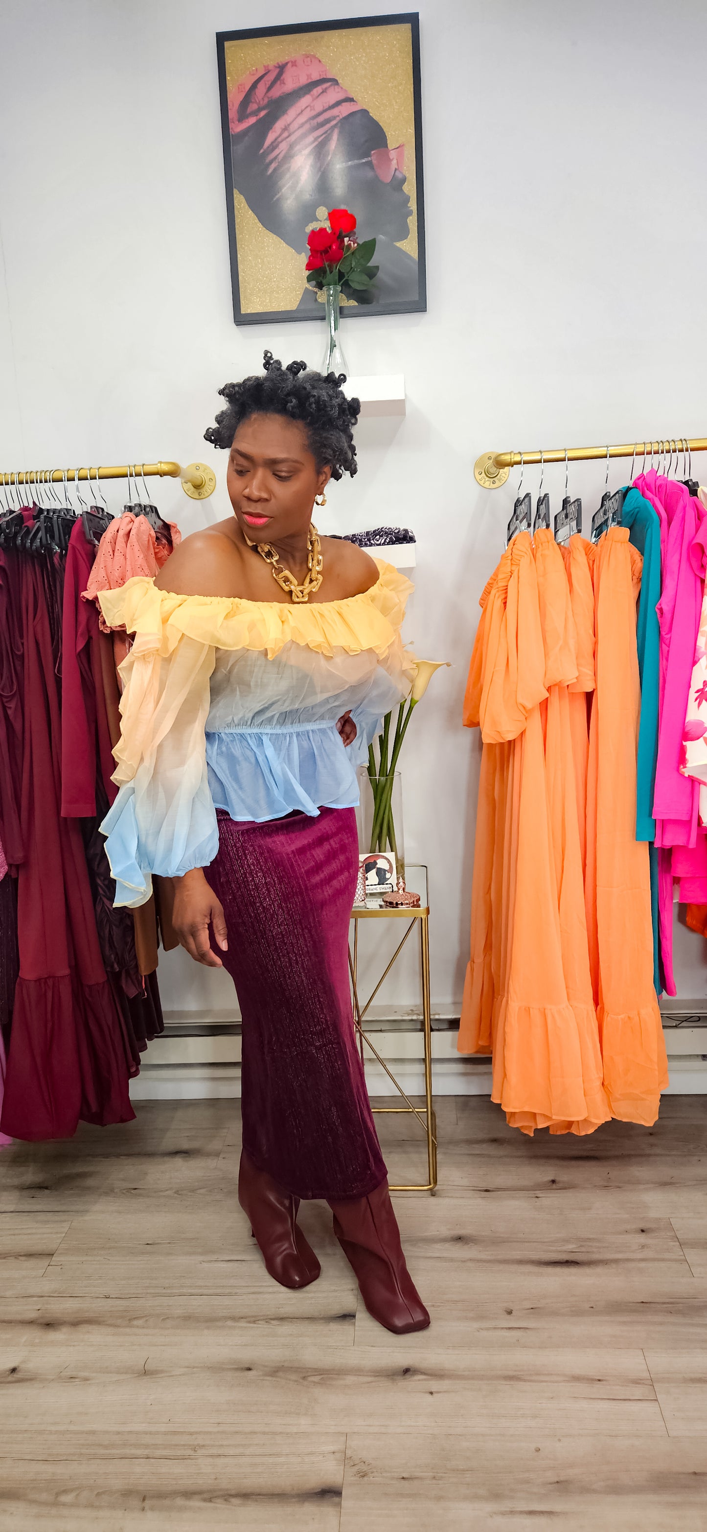 Fairy Dust Off Shoulder Sheer Top (PLUS)
