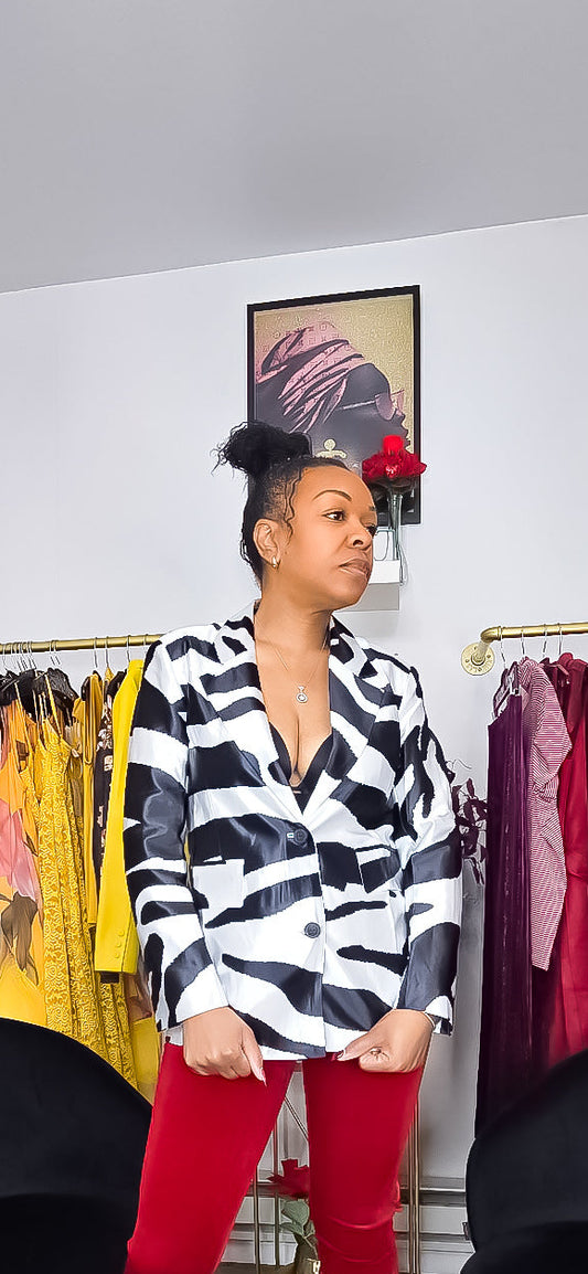 Savannah Zebra Satin Blazer