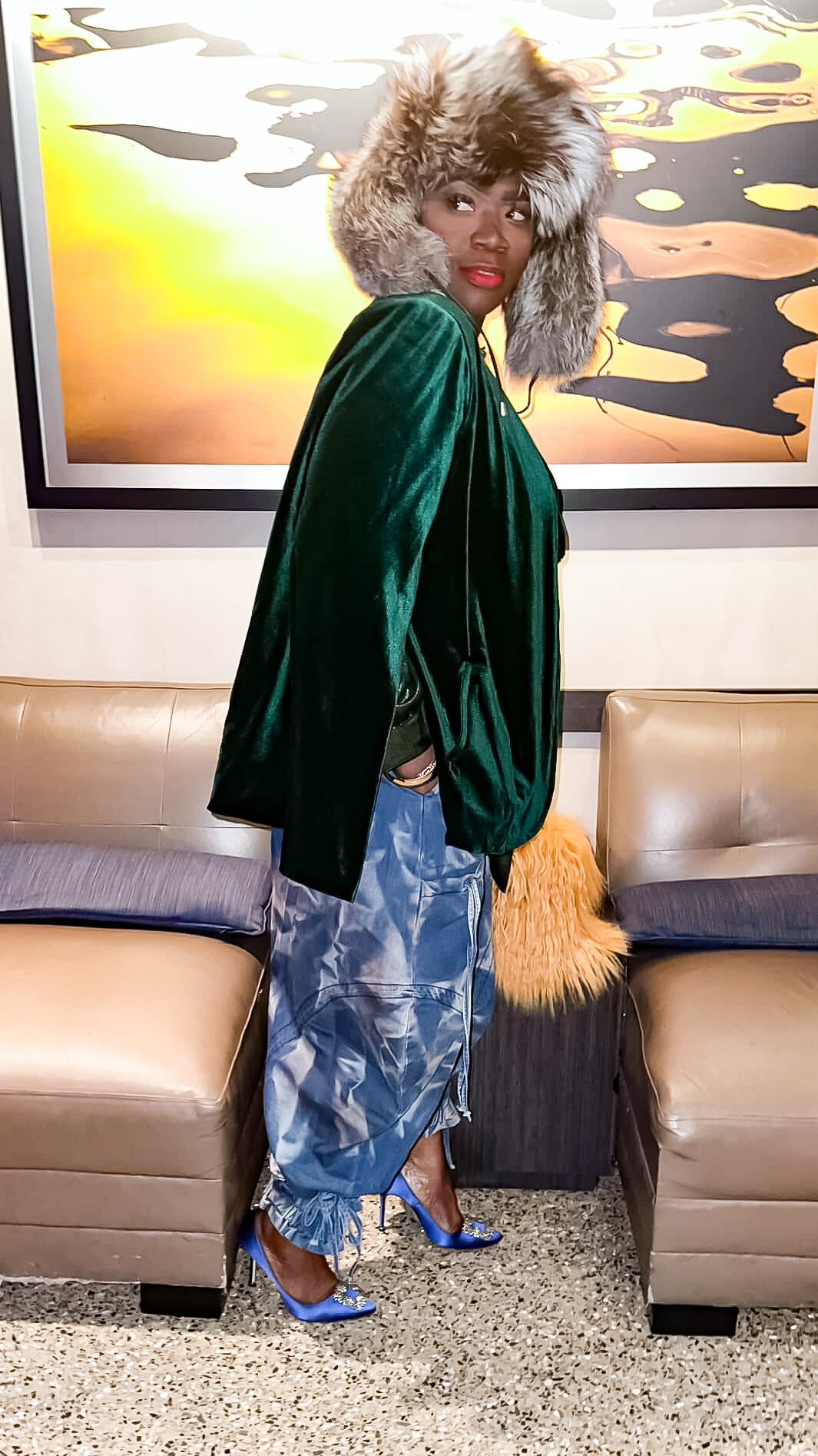 Merlot Kiss Draw String Cargo Denim Pant (PLUS)