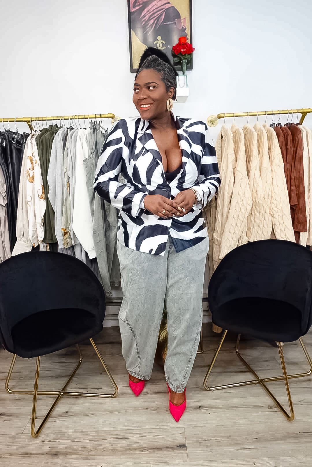 Savannah Zebra Satin Blazer