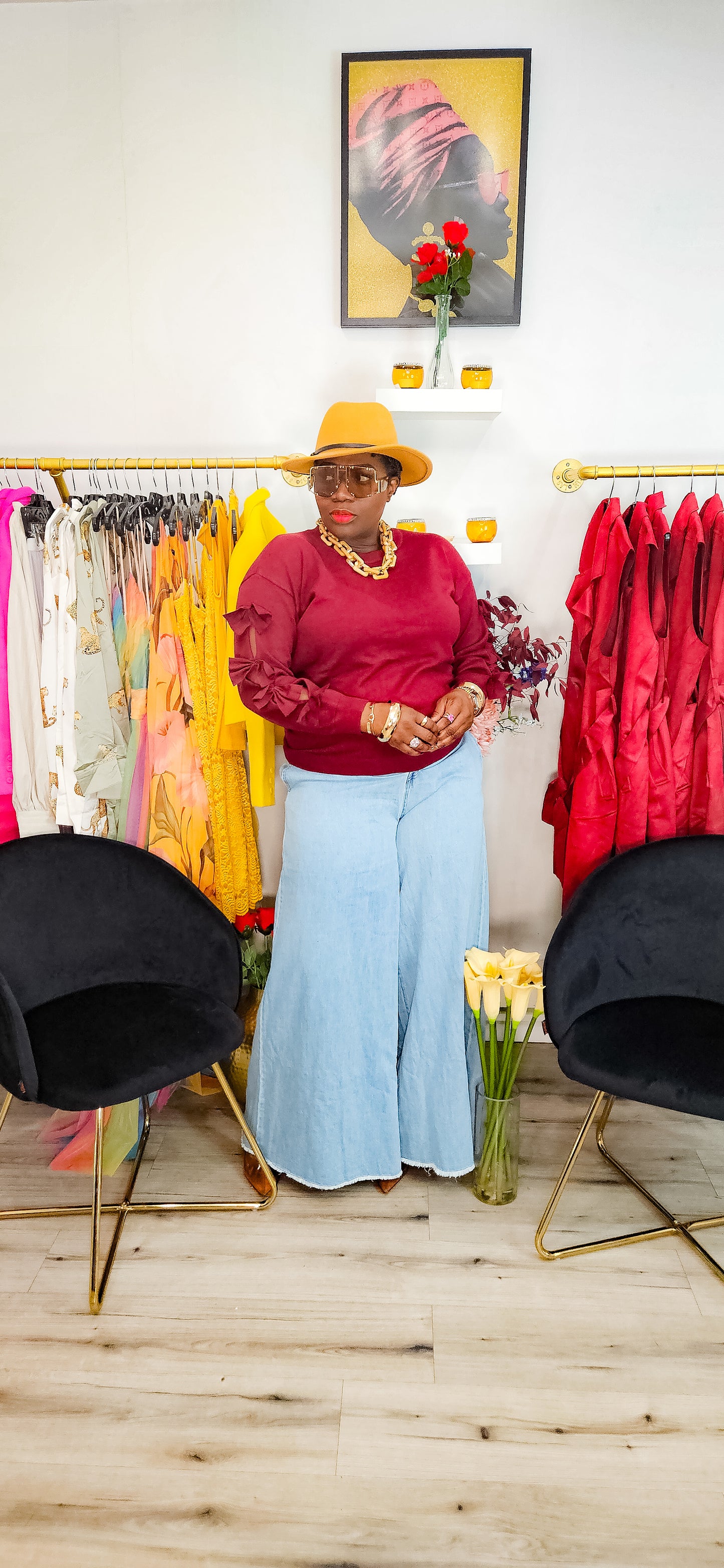 Merlot Prestige Denim Wide Leg Pant