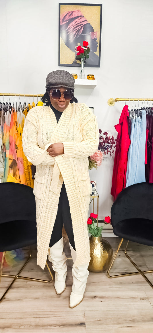 Knotted Perfection Cableknit Cardiagan w Belt