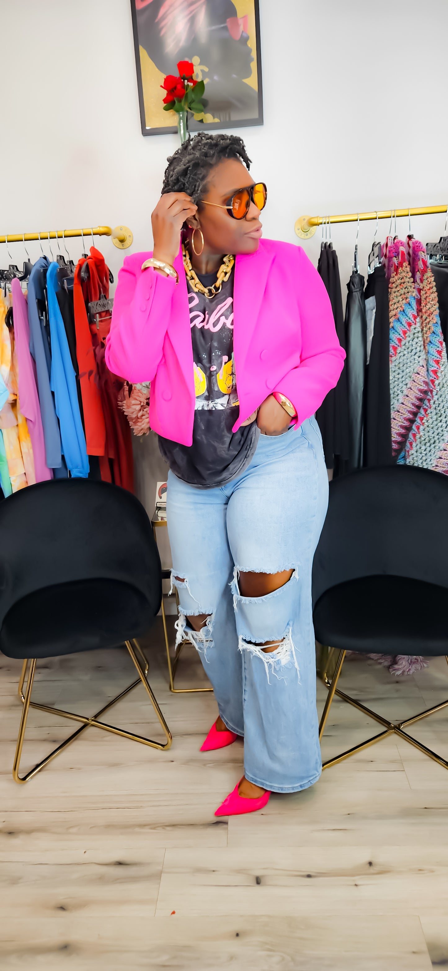 Cup Of Tea Double Breast Blazer Pink*